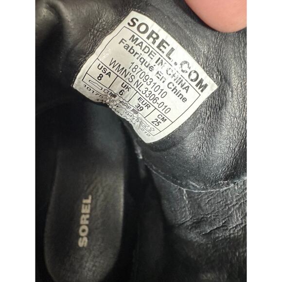 "SOREL" Blake Lace Up Blk Bootie SZ 8 Chunky Heel Quiet Luxury Old Money Goth - Picture 10 of 10